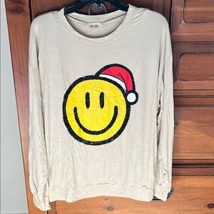 BiBi Tan Santa Smile Face Tee NWOT